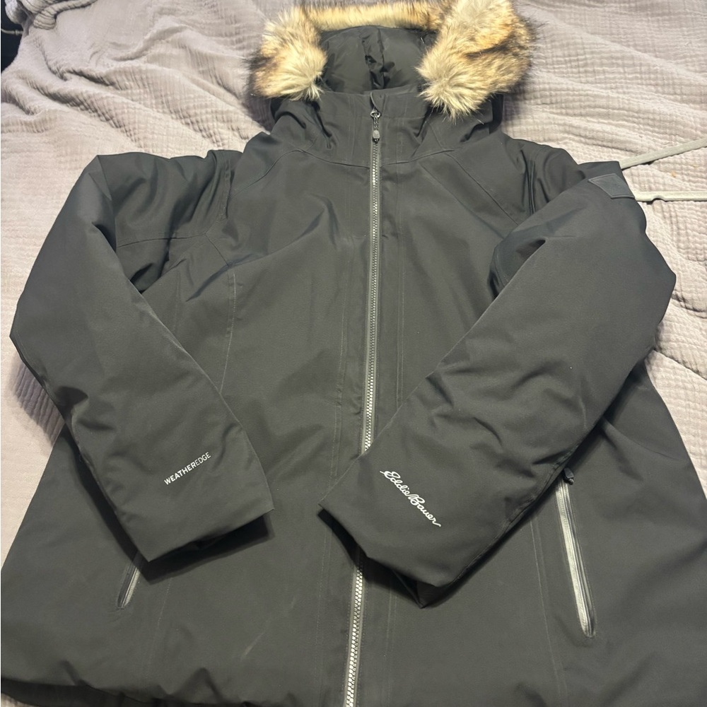 Eddie Bauer Charcoal Black  Parka with Faux Fur Hood 2X